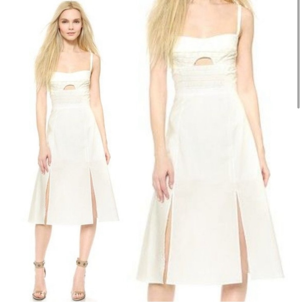 Timo Weiland White Cotton Midi Dress with Cutout